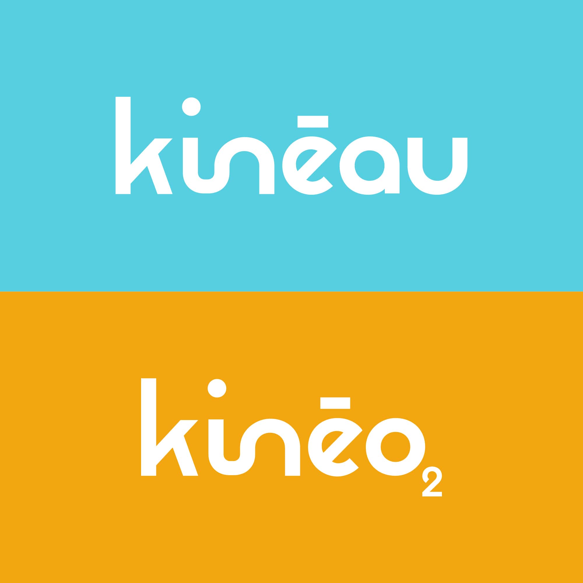 Logotypes réalisés pour les cabinets paramédicaux de kiné du sport et d'ostéopathie Kinéau et Kinéo2 avec les couleurs de la charte graphique.